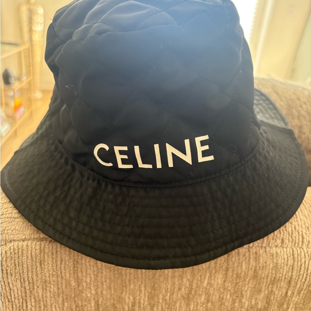 Celine Quilted Black Bucket Hat - Picture 2 of 3